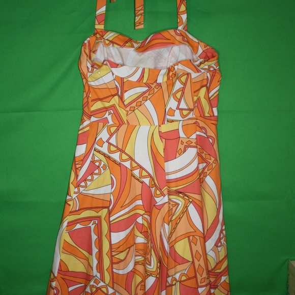 Becky & Max Halter Sundress Bold Bright Mod Retro Pin Up Size 12 Knee Length - Picture 2 of 3